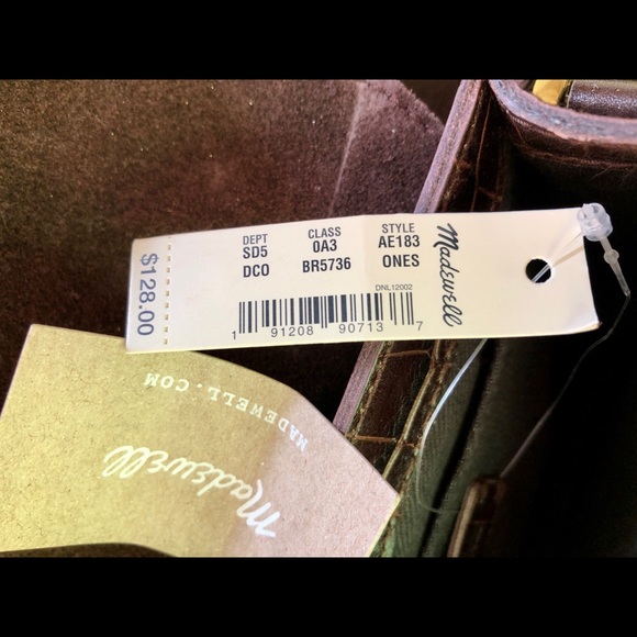 Madewell Brown Leather Crocodile Embossed Mini Handbag NWT Crossbody - Picture 12 of 15